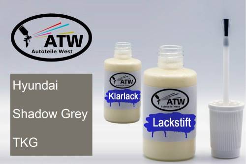 Hyundai, Shadow Grey, TKG: 20ml Lackstift + 20ml Klarlack - Set, von ATW Autoteile West.